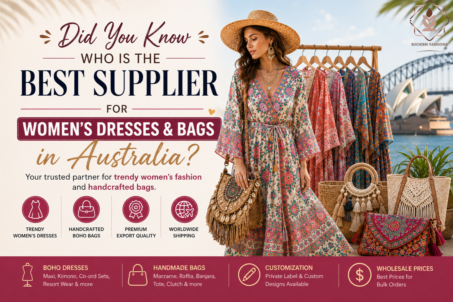 Did You Know Who is the Best Supplier for Women’s Dresses and Boho Bags in Australia?